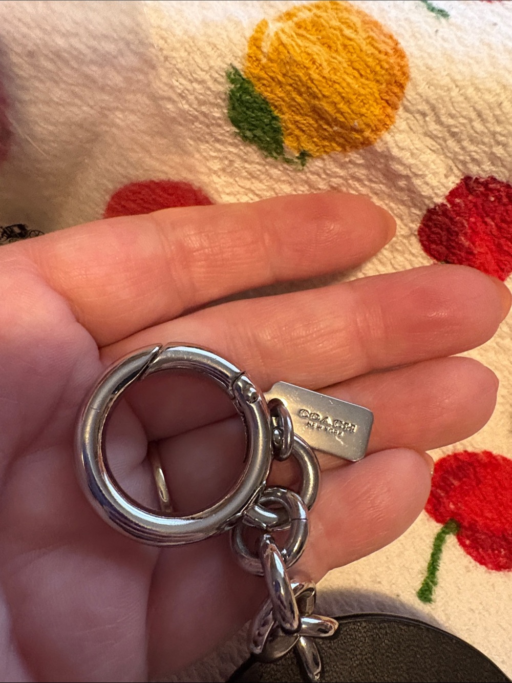 Coach Black Leather Winking Emoji Bag Charm/Keychain with Purple Heart Eye - Picture 5 of 6